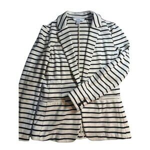 Old Navy Blazer Women's Black White Striped One Button Jersey Cotton Small WC016